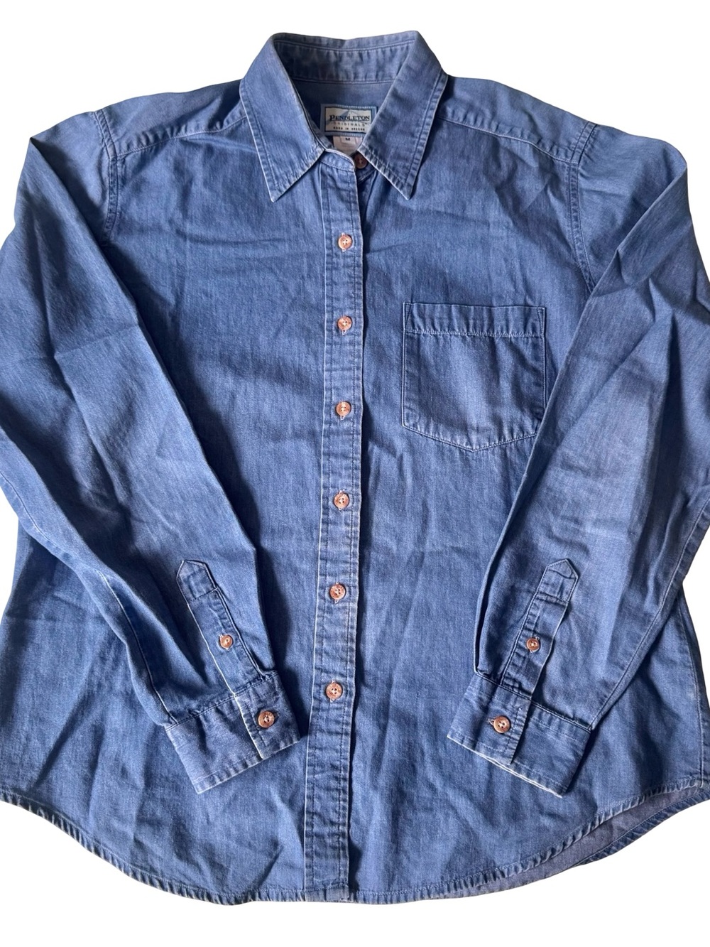 Pendleton Originals Women’s Blue Denim Long Sleeve Button-Up Shirt Size M